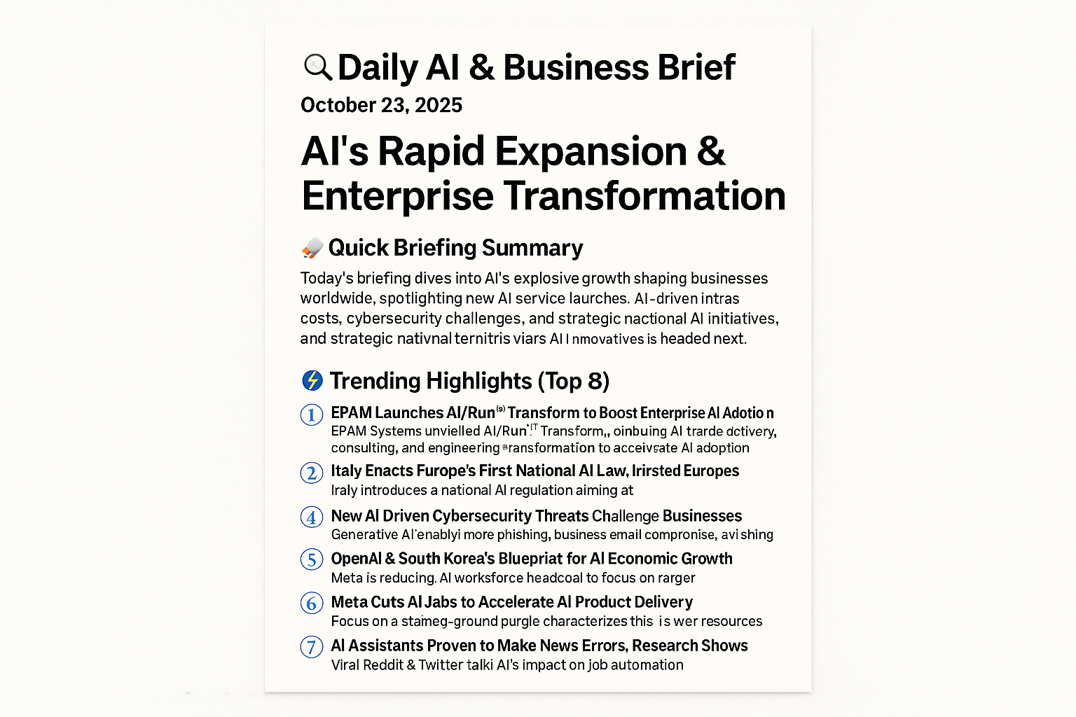 [Daily AI & Business Brief — October 23, 2025: AI’s Rapid Expansion & Enterprise Transformation]