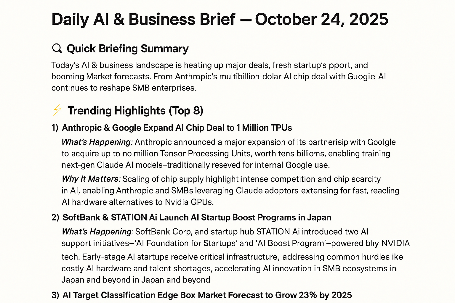 [Daily AI & Business Brief — October 24, 2025: AI Chips, Startups & Market Shifts ⚡]
